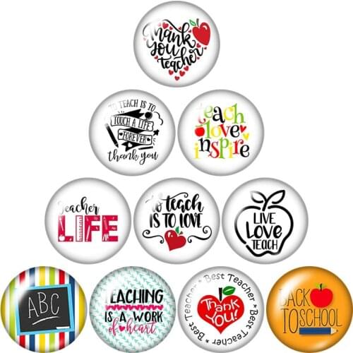 New Teach love inspire Love teacher 10pcs 12mm/18mm/20mm/25mm Round photo glass cabochon demo flat back Making findings