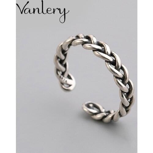 Wholesale Antique Silver Color Twist Chains Rings For Women Statement Jewelry Finger Ring anillos mujer bijoux