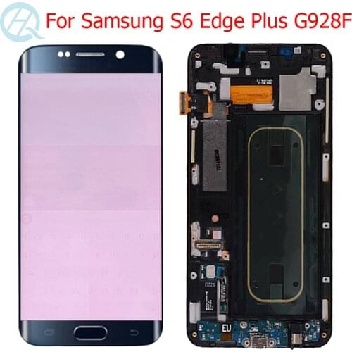 Original Super AMOLED LCD For Samsung Galaxy S6 Edge Plus Display With Frame 5.7" SM-G928F LCD Touch Screen Red Shadow Parts