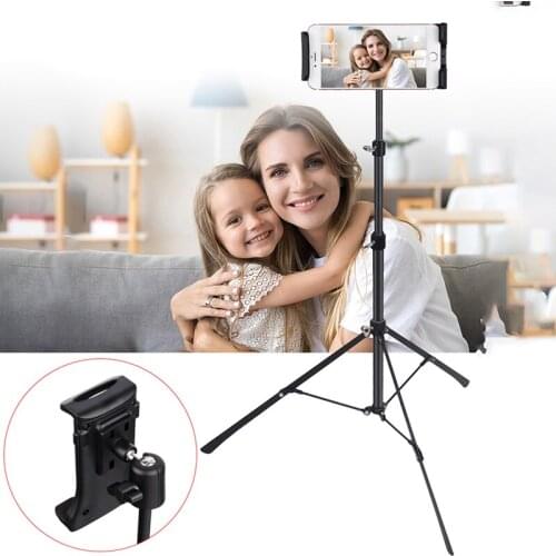SMOYNG Portable Foldable Tripod Floor Tablet Phone Stand Holder 1.2m Adjustable Support for 5-12 Inch iPhone iPad air Pro Mount