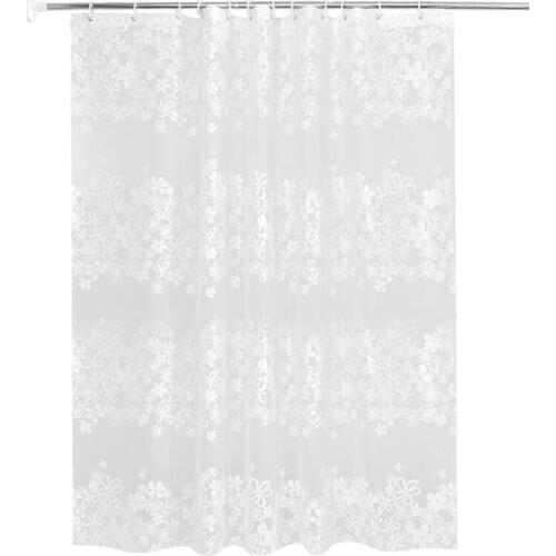 PEVA Waterproof Bathroom Shower Curtain White Floral Lace Fabric Liner Clear PEVA White Hange Curtain