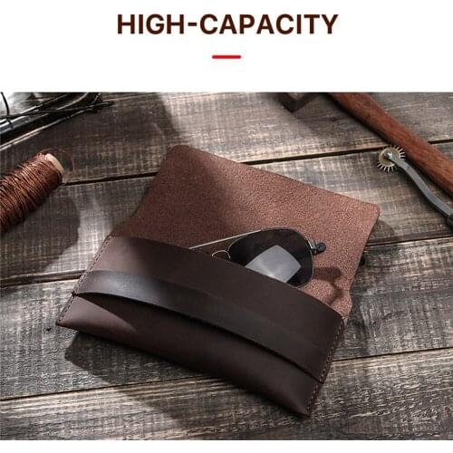Portable Eyeglasses Sunglasses Storage Bag Vintage Leather Protective Bag Carrying Case