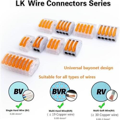 Spring Terminal Block Electric Wire Cable PCT- 212 213 215 Quick Connector 2/3/5 Way screw terminal block