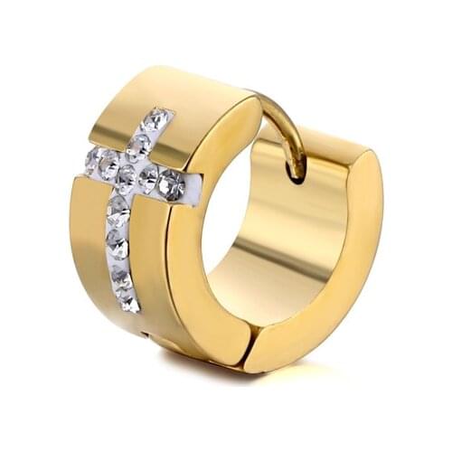 Goth Stainless Steel Ear Stud Cross Shape Ear Clip Earrings For Unisex No Pierced Fake Ear Circle New Pop Jewelry