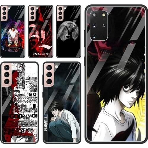 Glass Case For Samsung Galaxy S21 S20 Ultra S10 Plus Lite S20FE S10e S9 S8 Shell Silicon Capa Bumper Death Note anime