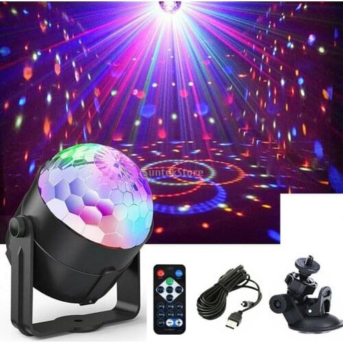 LED RGB Magic Ball Light Disco Ball Strobe Light Sound Activated w/ Remote Control Dj Lights for Festival Bar Club Party Wedding