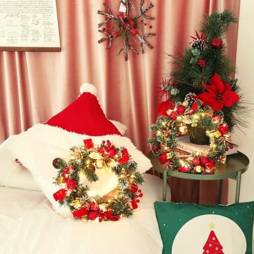 30cm LED Glowing Christmas Wreath Front Door Hanging Garland Wall Ornament For Party Window Navidad 2020 Christmas Decoration