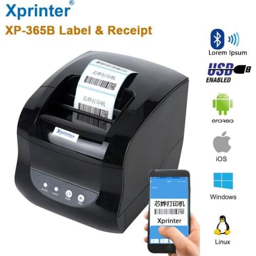 Xprinter365 Bluetooth Thermal Label Printer Barcode printer 80mm Thermal Receipt printer Support Thermal adhesive sticker Paper