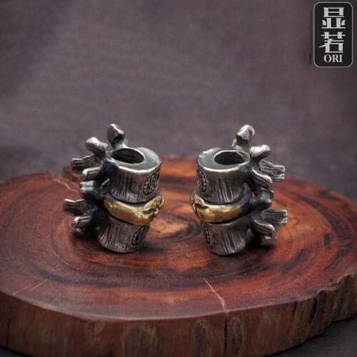 Xianruo lumbar disc spine knife pendant silver copper personality creative hand-carved DIY umbrella rope pendant accessories EDC