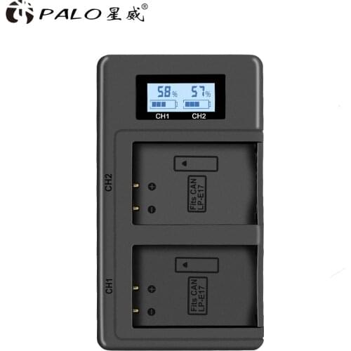 PALO LP-E17 LPE17 LP E17 battery charger LCD display intelligent dual slot For Canon EOS 750D 200D 760D T6i T6S M3 M5 X8i camera