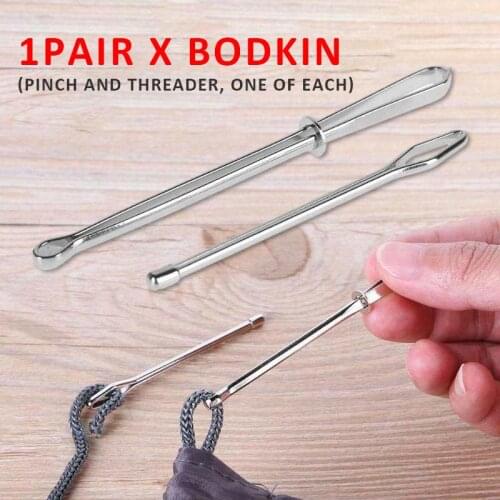 1 Pair Steel Bodkin Elastic Cord Pincer Threader Set Belt Wearing Rope Weaving Sewing Tools for Elastic Waist Band Ribbon