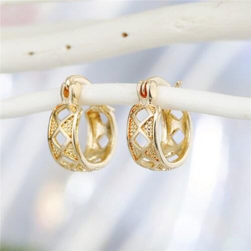 1Pair Unique Hollow Irregular Geometric Round Hoop Earrings For Women Simple Gold Color Cross Small Circle Earrings Jewelry E729