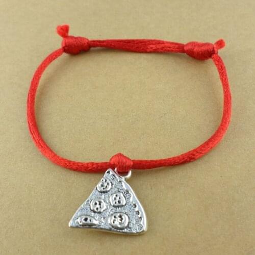 10pcs Pizza Slice Bracelets Adjustable Nylon Cord Charms Bracelets Lucky Silver For Friendship Women Jewelry Bangle