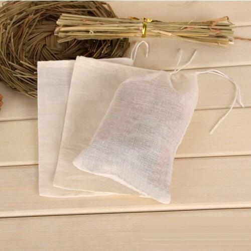 10pcs Food Grade Tea Bags Cotton Muslin Drawstring Empty Tea Filter Bags Separate Spice Herb Disposable Tea Bags 8*10cm