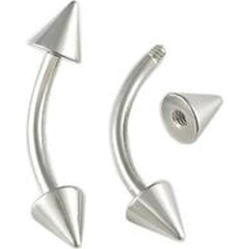 2pcs 16Gx8x3mm Stainless Steel Eyebrow ring Micro Bent Barbell Silver Ball Spike titanium Body Piercing Jewelry