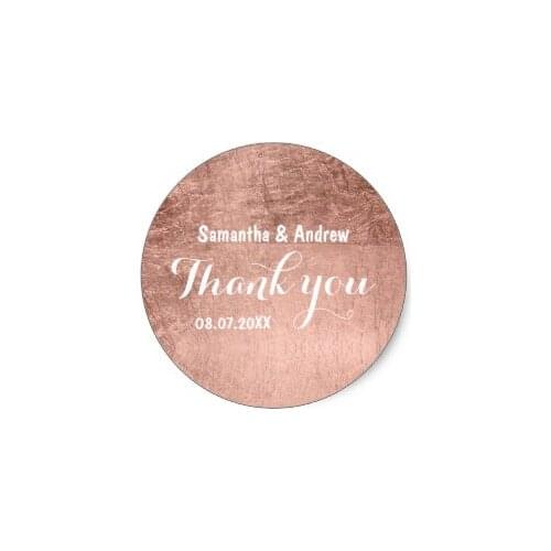 3.8cm Luxury faux leaf wedding Thank you Classic Round Sticker
