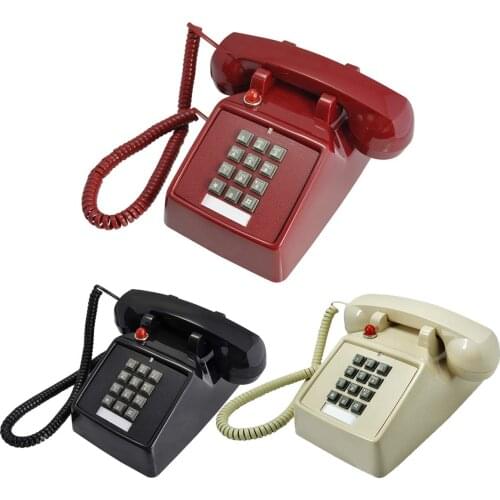3 Colors Wired Desktop Telephone Vintage Retro Push Button Phone Wired Cored Landline Home Office Hotel Desk Decoration 2019 New