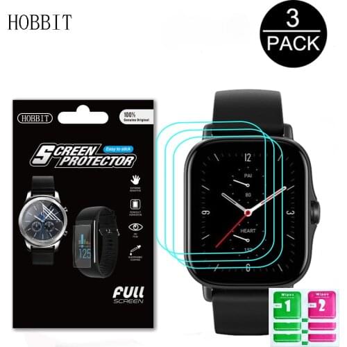 3Pcs 0.08MM Ultra Thin Soft TPU Hydrogel Film For Huami AMAZFIT GTS 2e GTS2e Watch Full Screen Protector HD Clear Film Not Glass