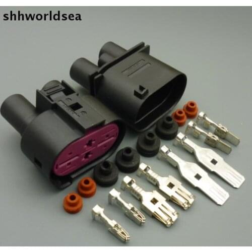 Shhworldsea 4 pin Car auto Fan controller connector Auto oxygen sensor plug waterproof electrical Female male connector for VW