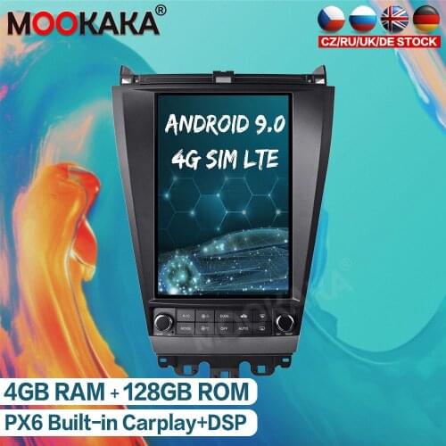 Android 9.0 4G+128GB Car Radio GPS Navigation For Honda Accord 7 2003-2007 Tesla Style Screen Multimedia Stereo Player Head Unit