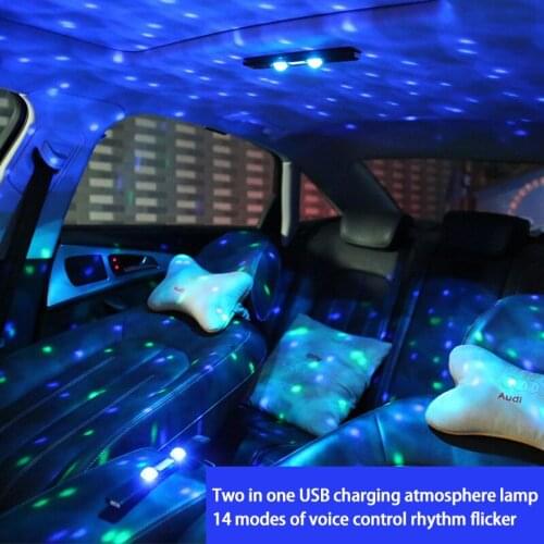 2021 New Car Sound Control Light RGB Voice-Activated Music Rhythm Ambient Light with 32 LED 18 Colors Car Home Decoration Lamp