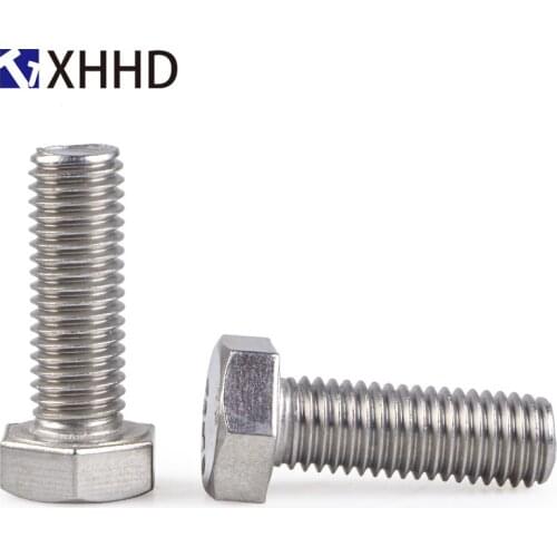 M6 M8 DIN933 Hexagonal Screw Outside Hex Bolt Fastener For Electrical Machine Equipment Wheel Construction 304Stainless Steel