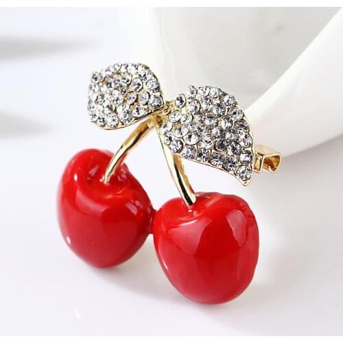 XDPQQ Fashion Trend Brooch Red Personality Creative Temperament Atmospheric Cute Simple Wild Cherry Corsage Accessories Brooch