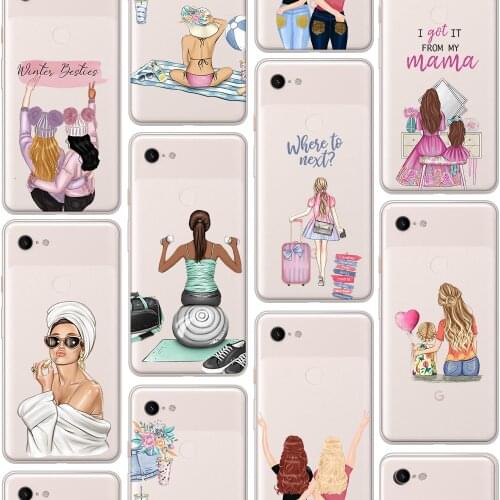 Ciciber Luxury Girl Vogue Cute Case for Google Pixel 5 4 3 2 XL Soft Silicone Cover for Google Pixel 4a 3a XL Funda Coque Shell