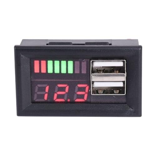 Red LED Digital Display Voltmeter Mini Voltage Meter Volt Tester Panel For DC 12V Cars Motorcycles Vehicles USB 5V2A output