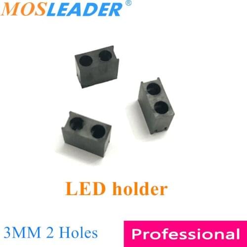 Mosleader 1000PCS F3 3mm LED holder Black plastic holder 2 holes Double hole Don't contain led Square Lamppost Lamp holder