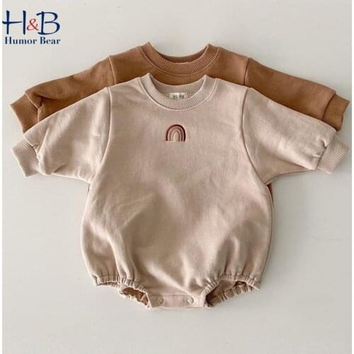 Humor Bear Baby Romper Spring Autumn New Rainbow Embroidery Newborn Long-sleeve Cute Long-Sleeved Toddler Baby Clothes For 0-18