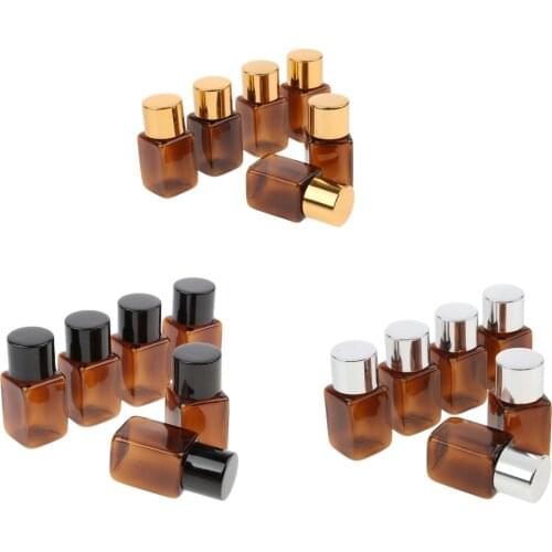 6x Amber Square Refillable Empty Essential Oil Perfume Makeup Bottle 10ml