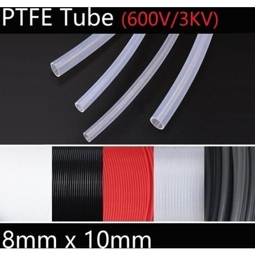 ID 8mm x 10mm OD PTFE Tube T eflon Insulated Rigid Capillary F4 Pipe High Low Temperature Resistant Transmit Hose 3KV Colorful