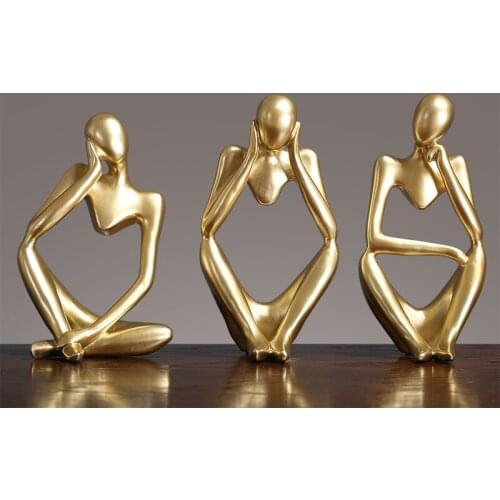 Classic abstract art golden people home decoration sculpture Fun people limb movement desktop ornaments