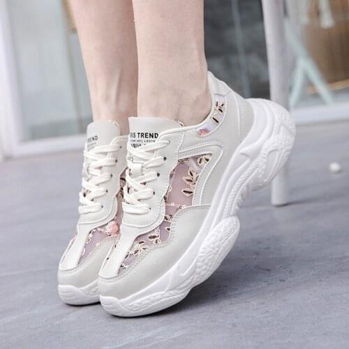 Lucyever Breathable Mesh Platform Sneakers Women Autumn Comfort Soft Bottom Running Shoes Women Patchwork Thick Sole Casual Shoe