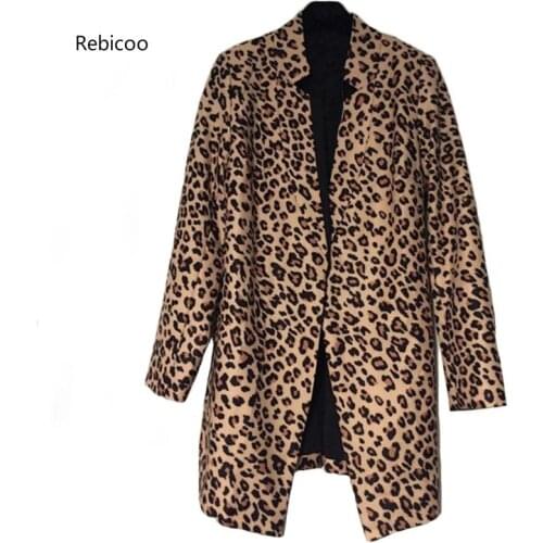 Leopard animal print Jackets Fashion Vintage Long sleeve autumn spring coats Fashion Outwear slim OL Casual female