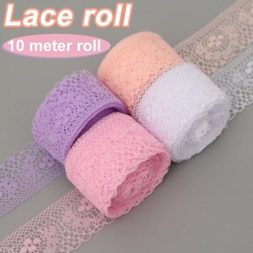10.9 Yards Lace Ribbon 4cm Wide Non-Elastic Lace Burlap Rolls Embroidery Decoration for Sewing Wrapping Wedding JW