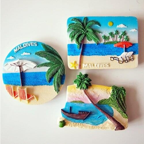 Maldives Anaglyph Creative Scenery Tourism Memorial Magnetic Maldives 3D Resin Fridge Magnet Travel Souvenir Home Decoration