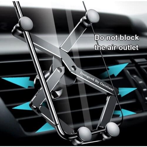 Metal Gravity Car Holder Air Outlet In Car Phone Holder Support For 4.7-7 inch Cellphone Linkage Car Air Vent Clip GPS Stand