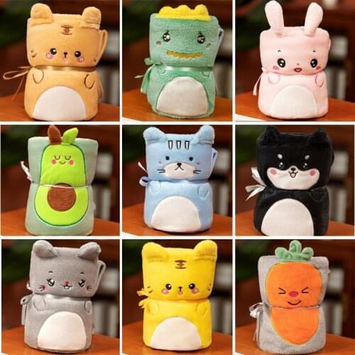 Cute Cartoon Animal Air Conditioning Blanket Dinosaur Children Roll Carpet Flannel Office Nap Blanket Gifts For Girlfriend