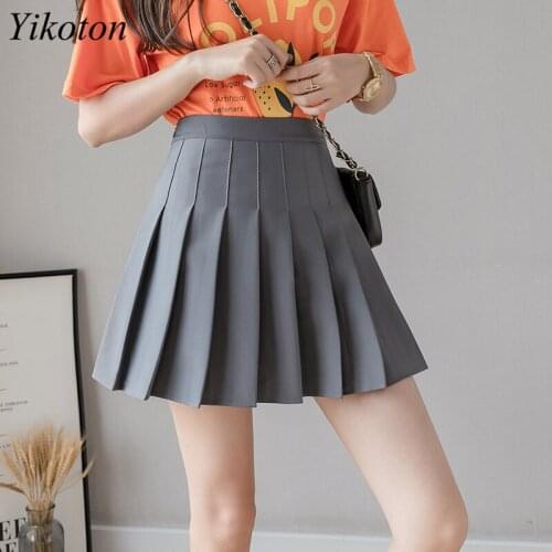 New Mini Skirts Women High Waist Pleated Skirt Y2k Summer Solid Casual Kawaii A-line Skirts Folds Japanese Student Pleated Skirt
