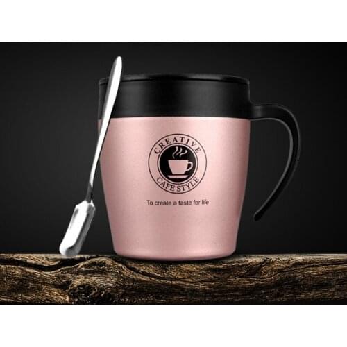 Fashion Vacuum Latte Coffee Mug Sliding Type Sealing Cover Portable Office Car Cooler Milk Thermos Cup Stainless Steel Tumbler