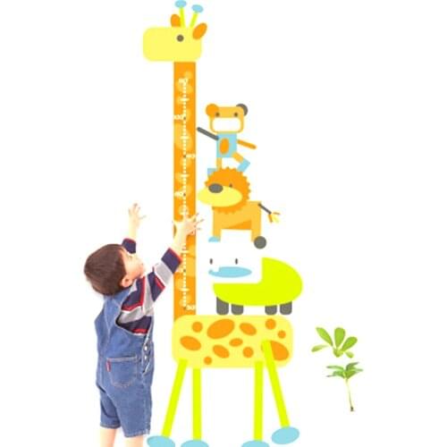 Cartoon Giraffe Animal Height Measurement Wall Stickers Cute PVC Wall Decals for Kids Room Kindergarten Home Decoration