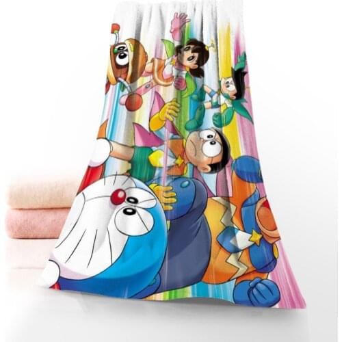 New Custom Doraemon Towel Printed Cotton Face/Bath Towels Microfiber Fabric For Kids Men Women Shower Towels 70X140cm