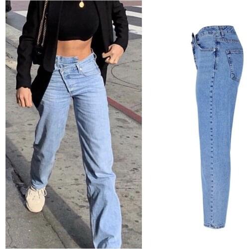 New High-waist Irregular Jeans Womens Flared Large Size Casual Fashion Wide-leg Skinny Jeans for Women Autumn and Winter