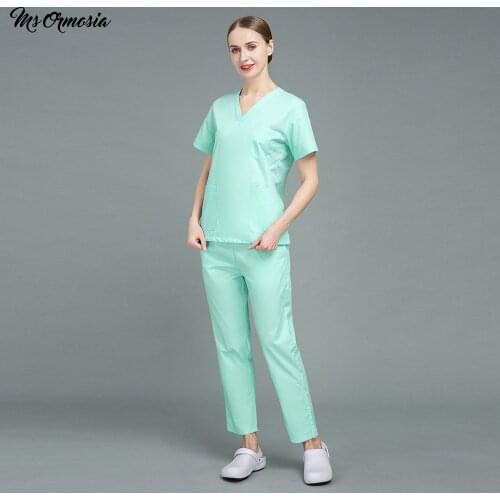 New Unisex High Quality Cotton Medical Uniform Female Short-sleeved Beauty Salon Lady Nursing Uniform Nurse Accessories