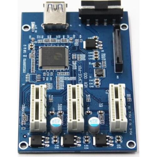 NEW PCIe 1 to 3 PCI express 1X slots Riser Card Mini ITX to external 3 PCI-e slot adapter PCIe Port Multiplier Card