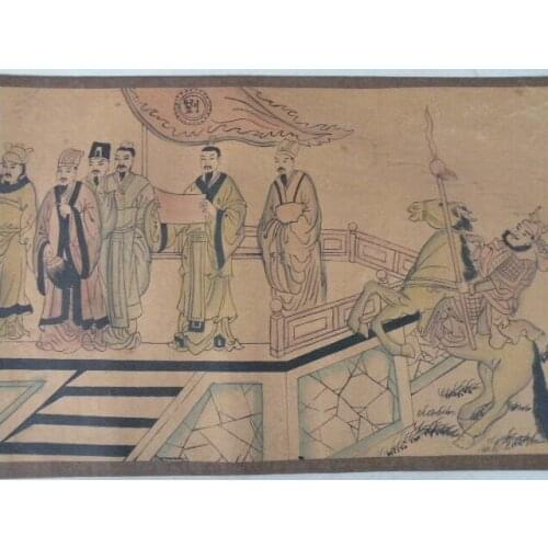 Hand-painted Old Chinese paintings Painting Scroll,long axis of the Qing Dynasty ," Five Hero of War",L''315cm