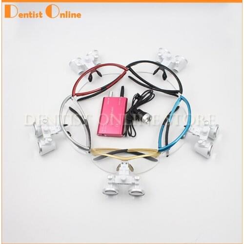 3.5X420mm Dental Surgical Loupe Magnifier, Binocular Magnifier with LED Head Light Lamp 5 colors Dental Loupes
