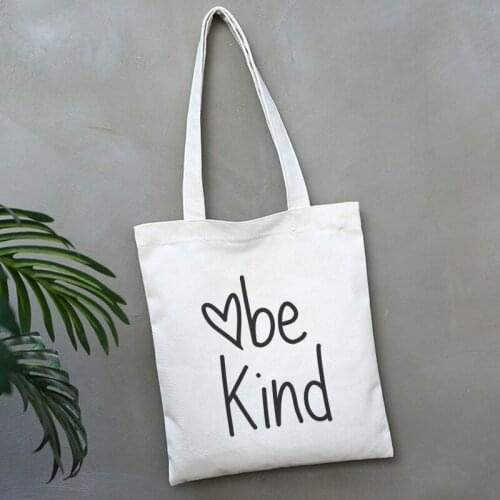 Love Be Kind Simple Letter Cute Print shopping bag Large Capacity Harajuku Canvas Bags New Casual Vogue Handbag Women Bag Wallet